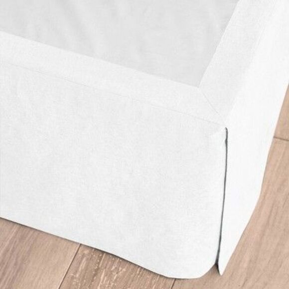 Casaluna -  Linen Blend Bedskirt Plain Weave 15" Drop White - Picture 1 of 1